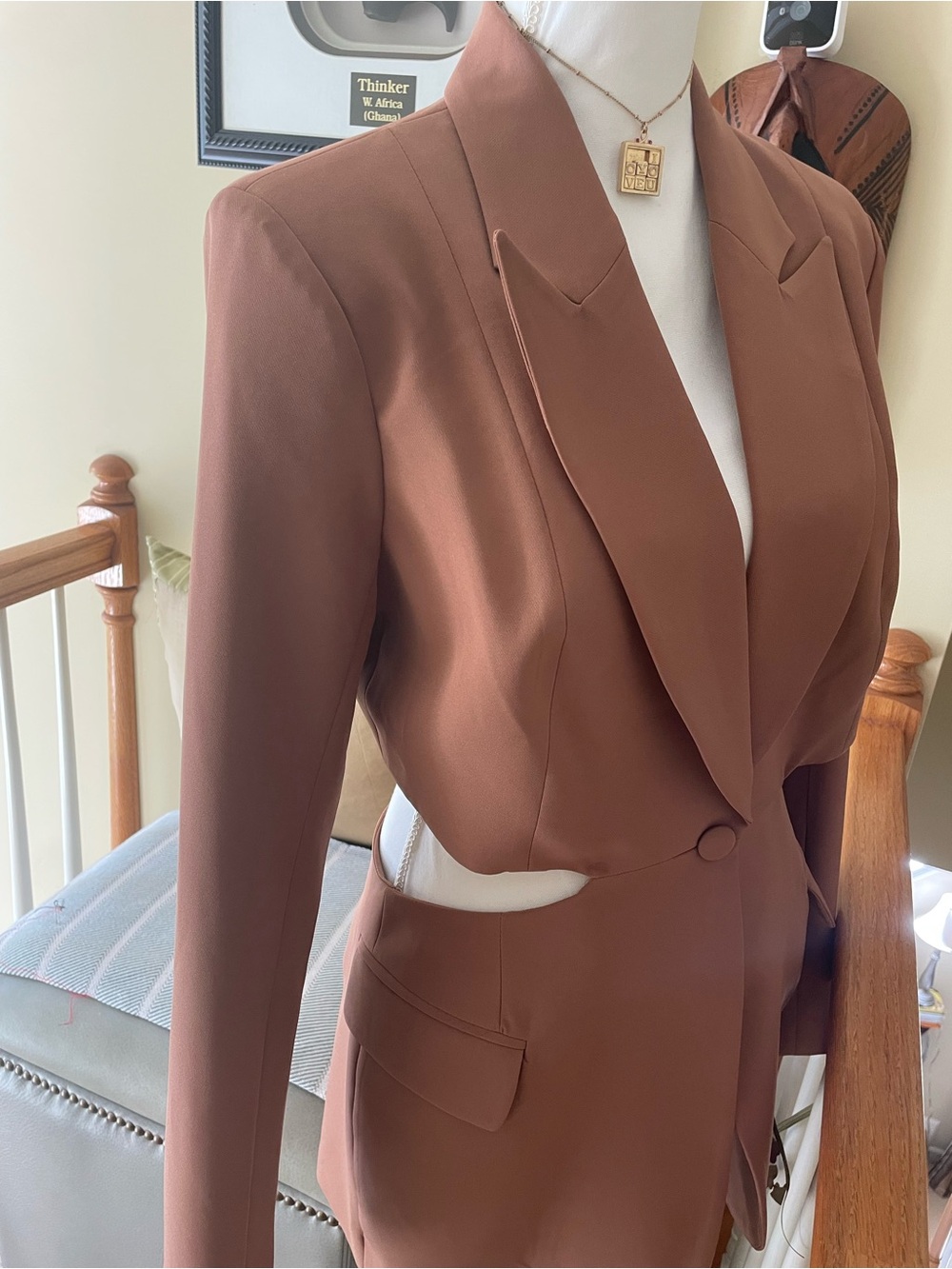 Bardot Camel Cutout Tailored Blazer - Picture 3 of 11